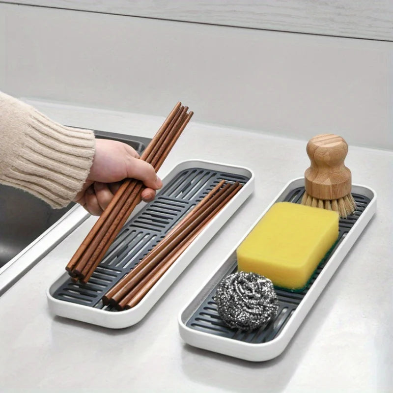 Kitchen Sink Drain Rack – Sponge & Dishcloth Storage Tray Sink Storage Rack Babs