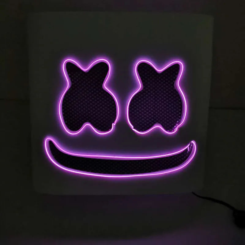 Cotton Candy DJ LED Headgear Mask – Holiday Party Prop LED Costume Mask Babs purple