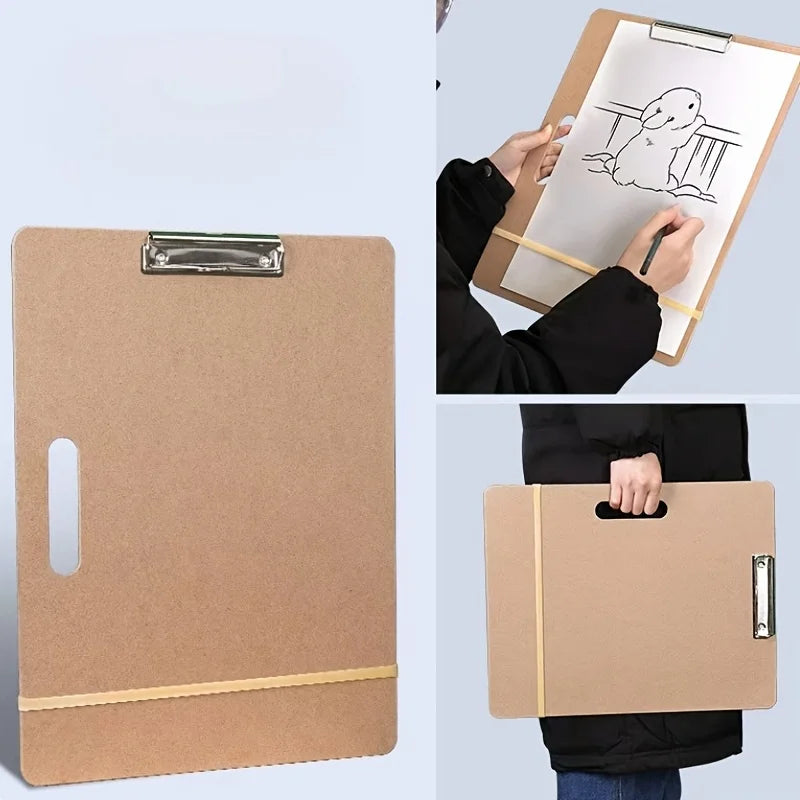 Wooden Artist Sketch Board with Clips & Bands – 45×30cm Artist Sketch Board Babs