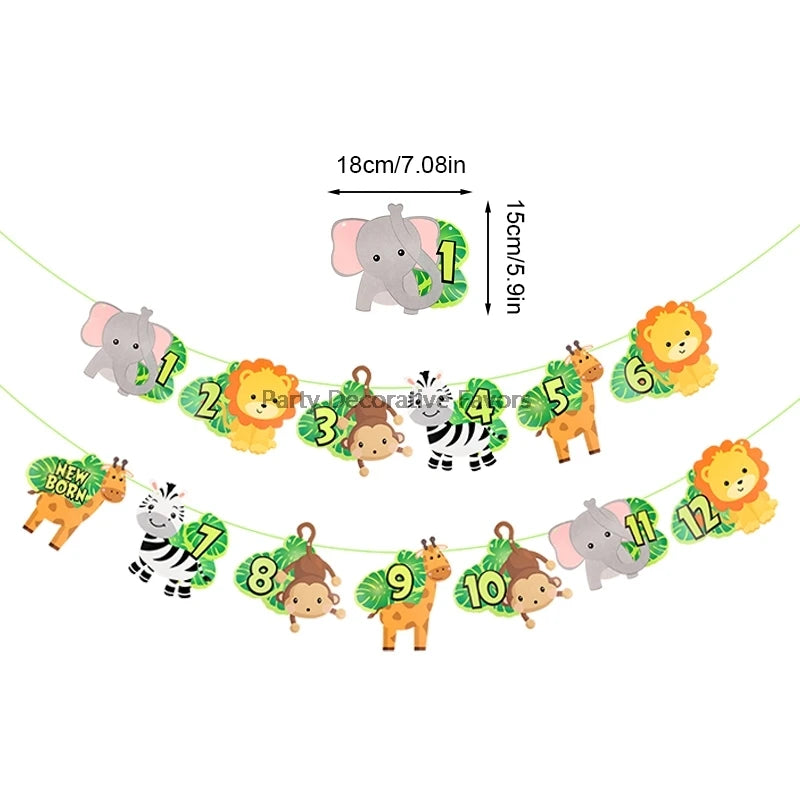 Wild One 1st Birthday Jungle Safari Photo Banner Garland Party Banner Garland Babs 1set