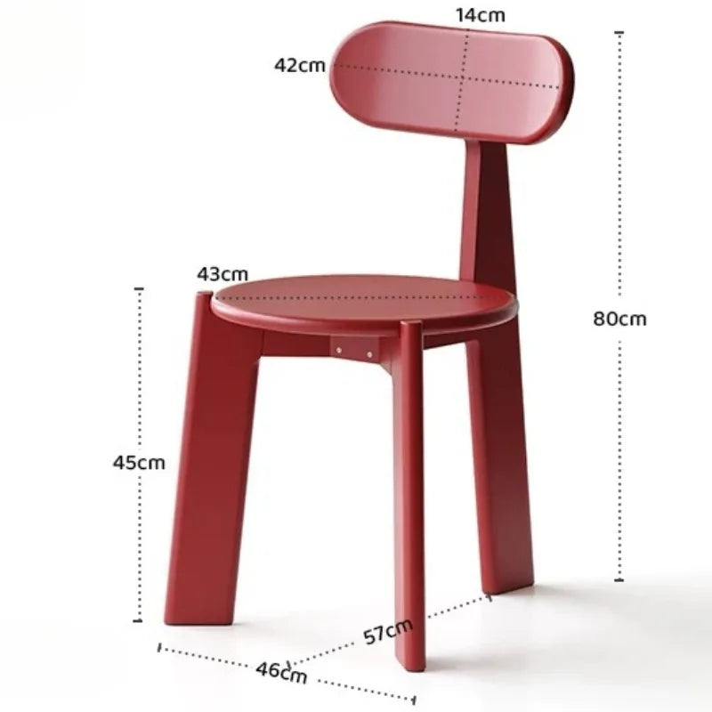 Modern Solid Pine Wood Dining Chair – Minimalist Style Wooden Dining Chair Babs Red
