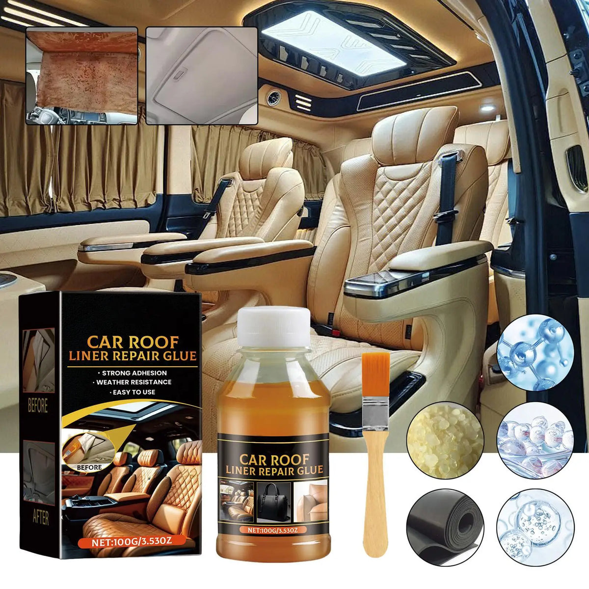 Car Headliner Adhesive Glue 100g – Heat Resistant, Fast Dry Automotive Repair Adhesive Babs