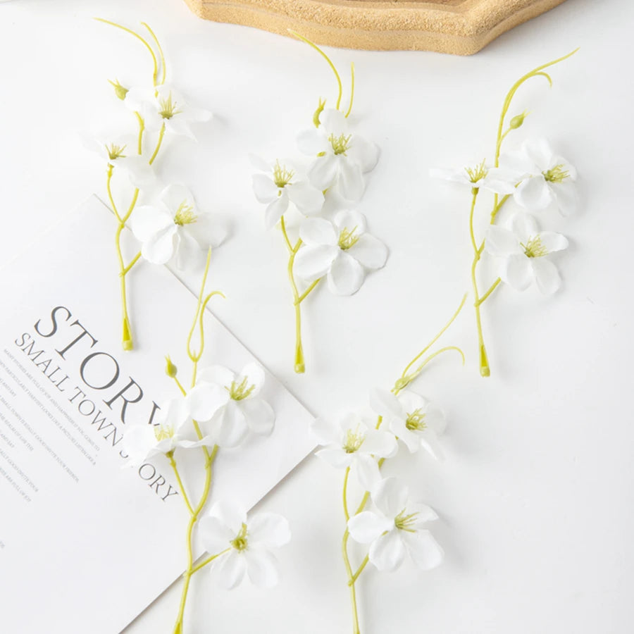 Silk Plum Blossom Artificial Flowers for Wedding & Home Decor Artificial Silk Flowers Babs WHITE 20 pcs