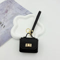 Mini Backpack Keychain PU Leather Makeup Coin Bag Organizer Mini Keychain Bag Babs Black