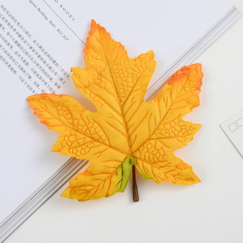 Artificial Silk Maple Leaves 10/20 Pcs – Autumn Home Décor Artificial Leaf Decor Babs Gold 20 pcs