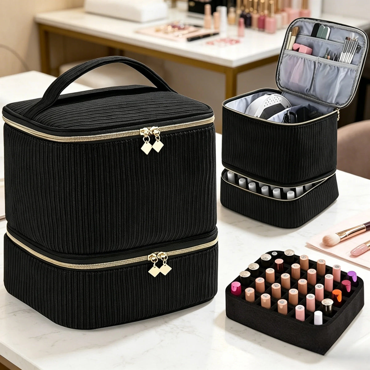 Double Layer Nail Polish Organizer – Holds 30 Bottles Nail Polish Organizer Babs