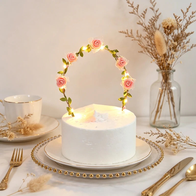 Flower Cake Topper with LED Lights | Wedding & Birthday LED Cake Topper Babs