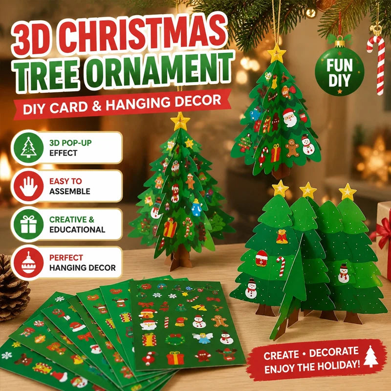 3D Christmas Tree DIY Craft Kit – Ornaments & Card Stickers DIY Craft Kit Babs