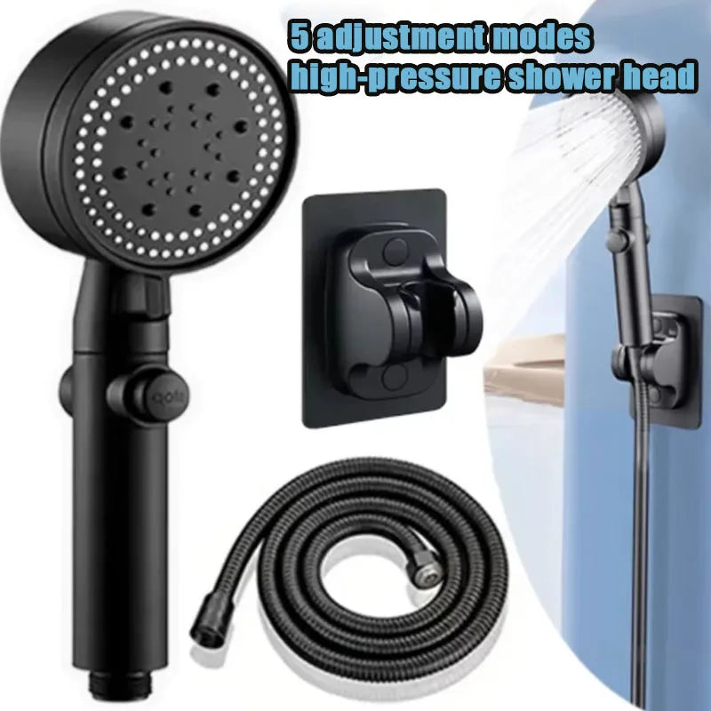 5-Mode High-Pressure Water-Saving Handheld Shower Head + Hose Handheld Shower Head Babs