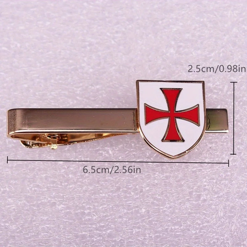 Knights Crusader Cross Shield Metal Tie Clip | Suit Badge Metal Tie Clip Babs