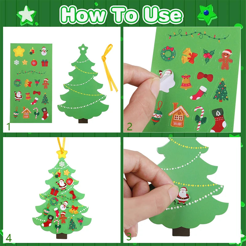 24-Piece DIY Christmas Tree Craft Kit with Stickers & Ornaments Holiday Craft Kit Babs