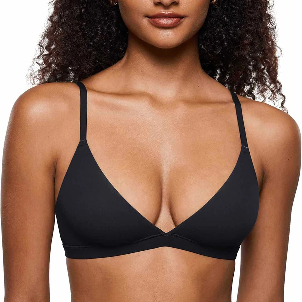 Women's Seamless Triangle Bralette – Wireless Plunge Everyday Bra Triangle Bralette Babs