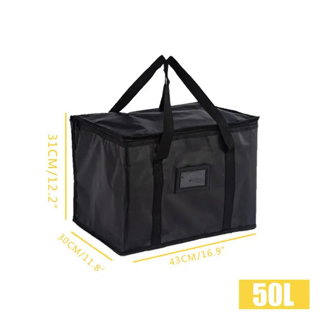 Reusable Insulated Cooler Bag – Aluminum Foil Thermal Lunch Bag Insulated Cooler Bag Babs Black 50L-1PC