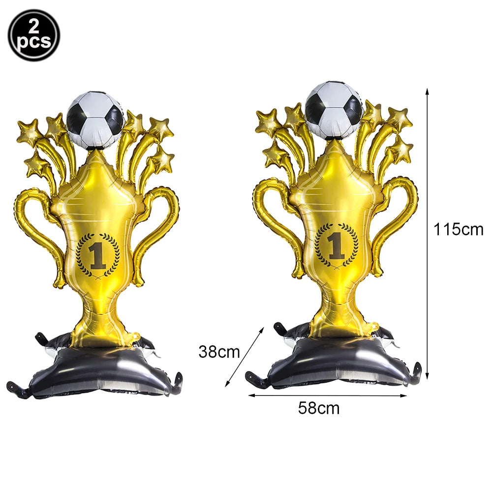 Giant 1M Self-Standing Sports Ball Foil Balloons | 1-2 Pack Party Foil Balloon Babs 2pc trophy As pictures show