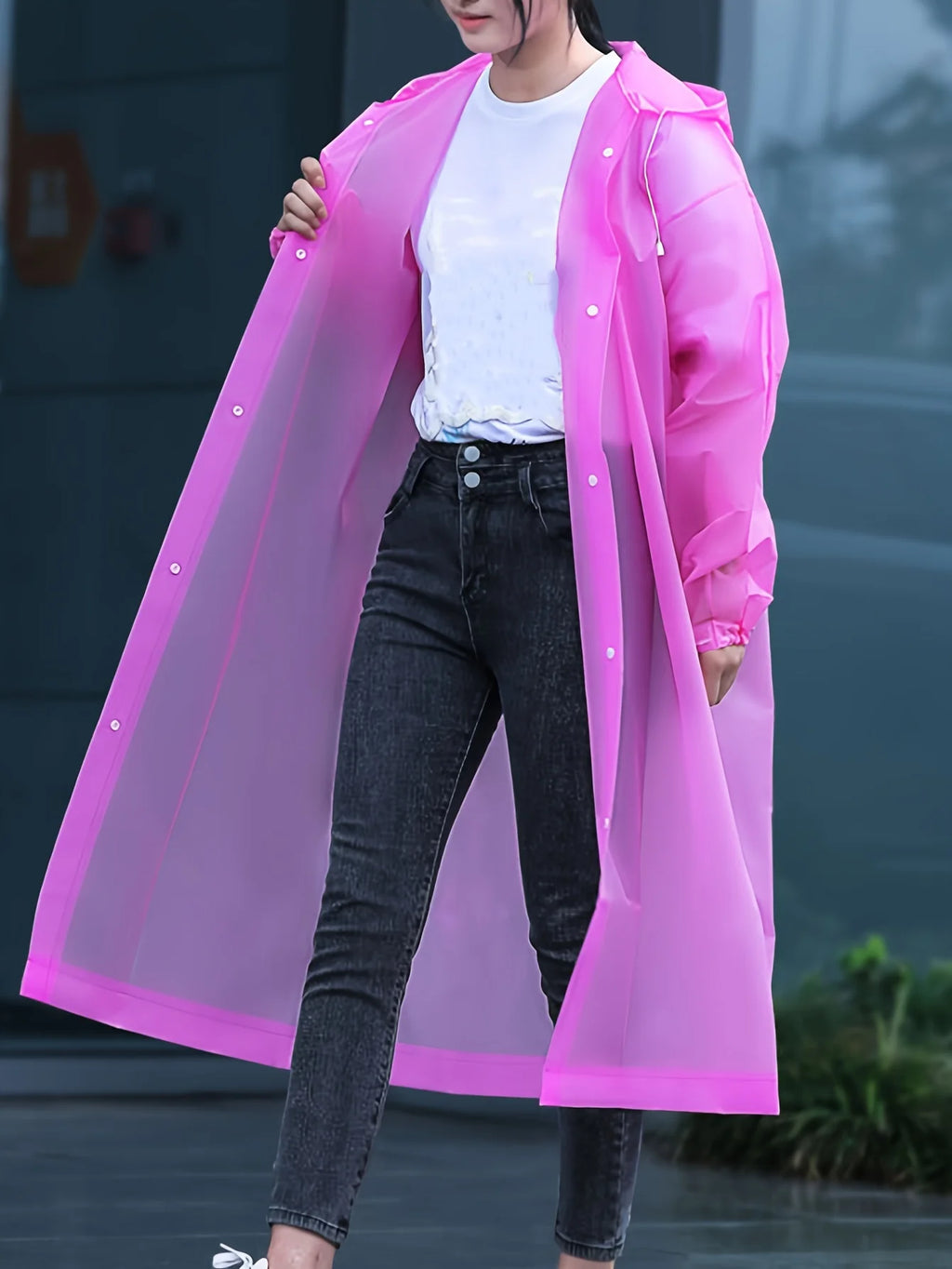 Pink Adult Raincoat – Windproof Waterproof Portable Rain Cape Waterproof Rain Cape Babs