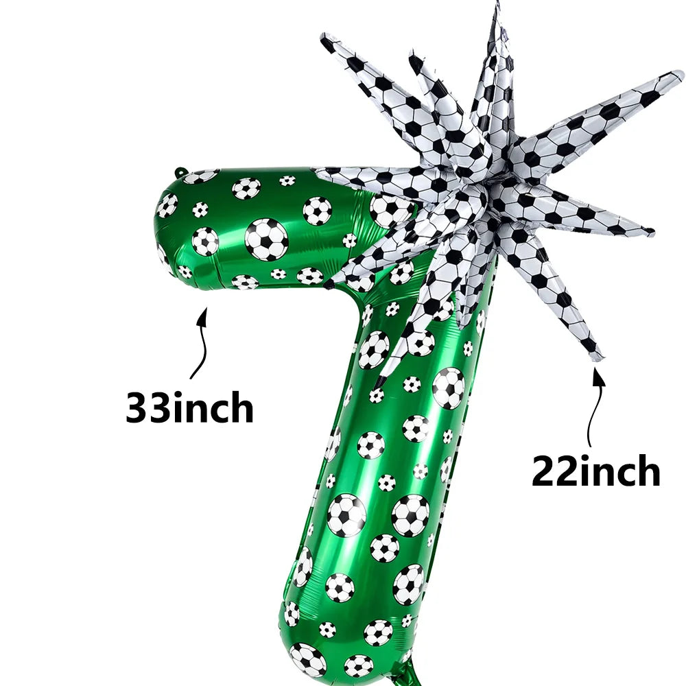 Green Soccer Number Foil Balloons Set 0-9 | Football Party Decor Party Foil Balloons Babs B number-7 As pictures show