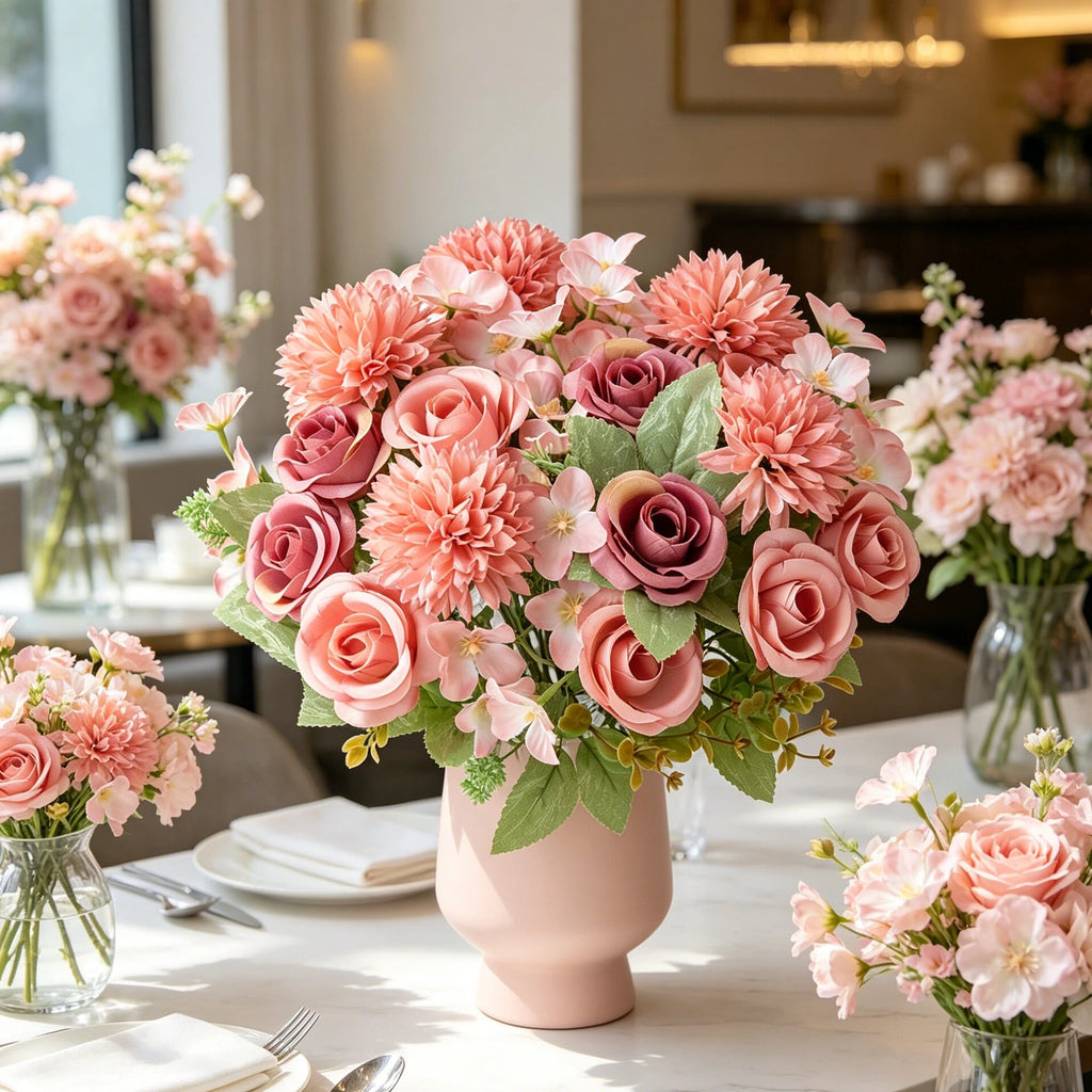 Artificial Silk Hydrangea Rose Bouquet | Wedding Home Décor Artificial Flower Bouquet Babs