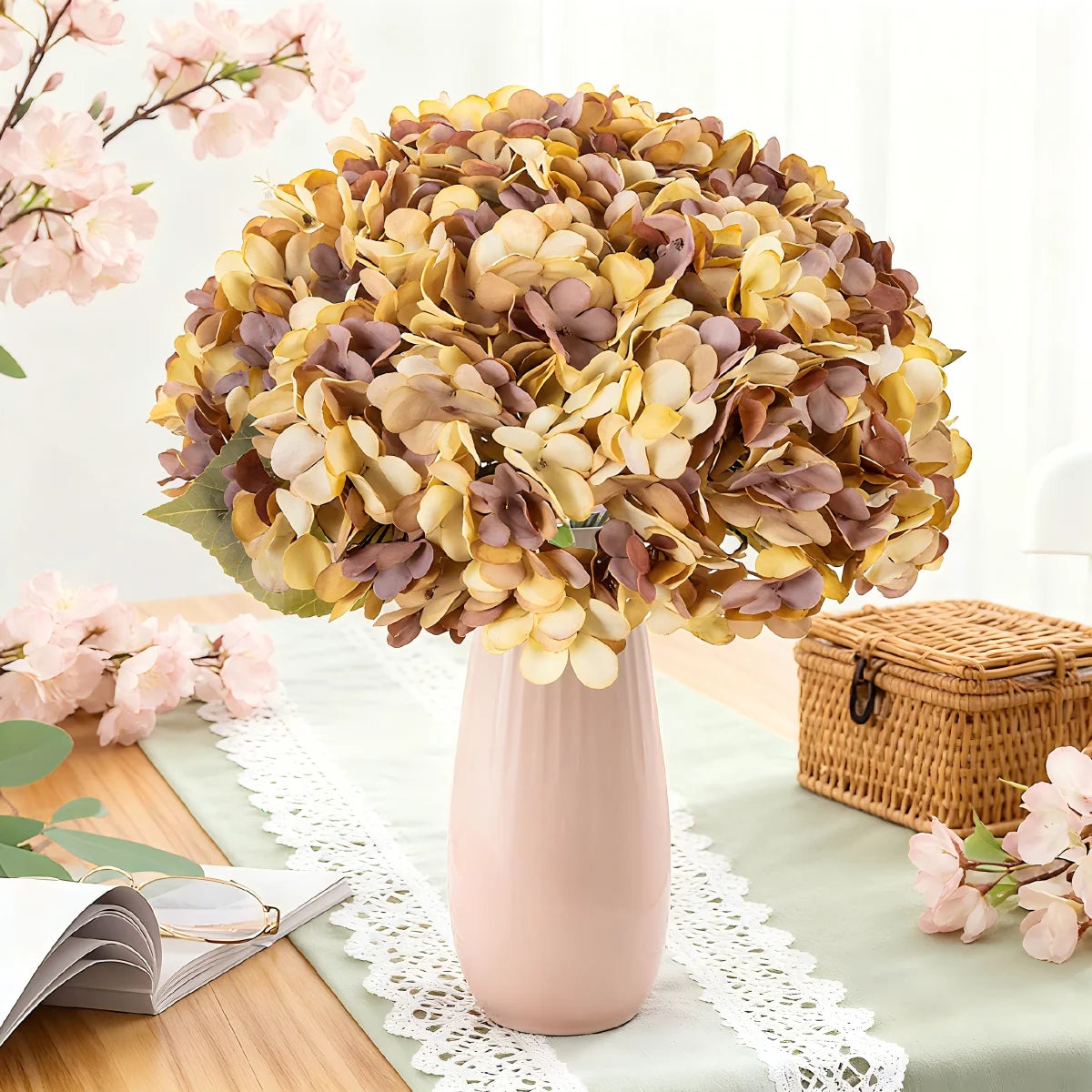 Artificial Silk Hydrangea Flower Branch – Wedding & Home Décor Artificial Flower Branch Babs