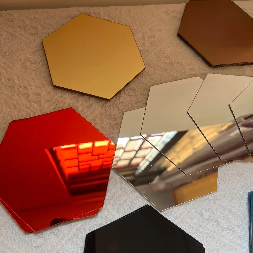 36Pcs Hexagonal 3D Mirror Wall Stickers – Self-Adhesive Decor Mirror Wall Stickers Babs