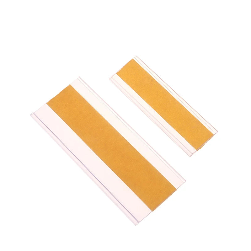 50Pcs Self-Adhesive Clear PVC Shelf Price Tag Holders Shelf Label Holders Babs