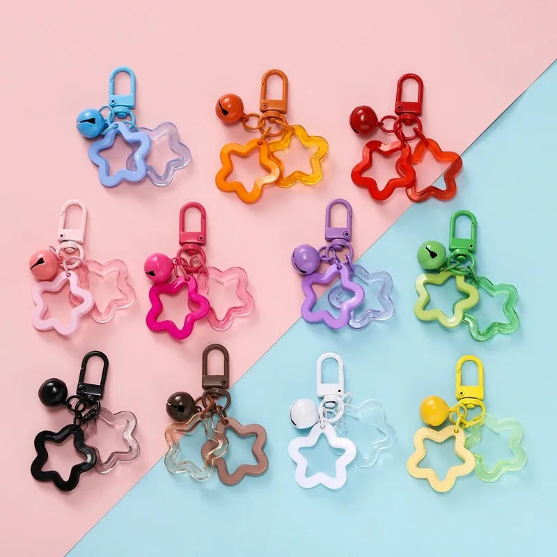 Hollow Star Charm Keychain with Bell & Acrylic Beads Charm Keychain Babs
