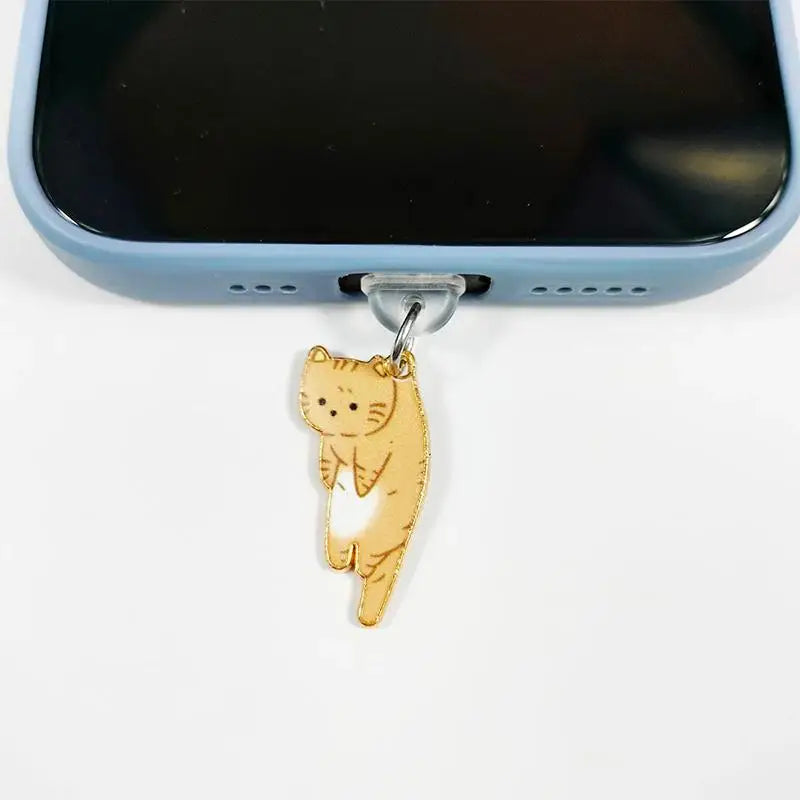 Alloy Dripping Kitten Pendant & Phone Dust Plug Keychain Charm Decorative Pendant Charm Babs