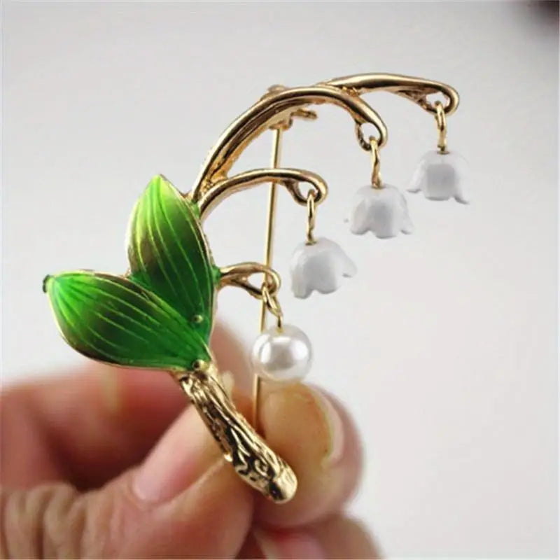 Lily of the Valley Plant Brooch – Vintage Floral Pin for Women Fashion Brooch Pin Babs