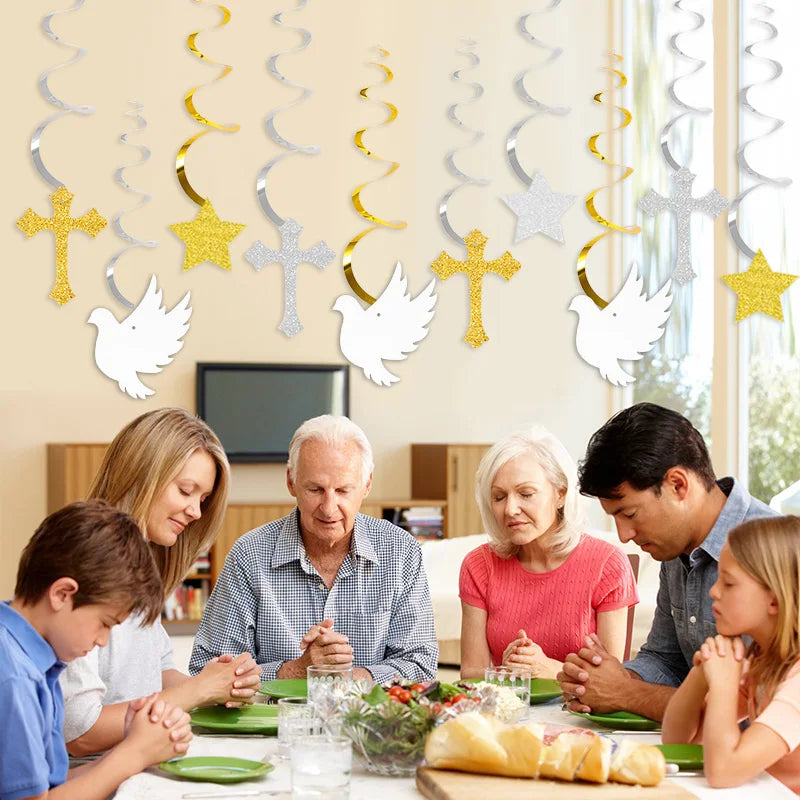 First Communion Baptism Hanging Swirls Party Decorations 6/12Pcs Party Hanging Decorations Babs