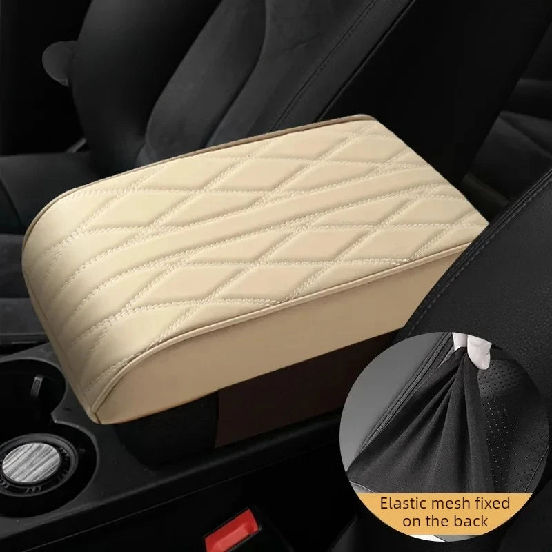 PU Leather Car Armrest Cushion – Memory Foam Console Pad Car Armrest Pad Babs beige