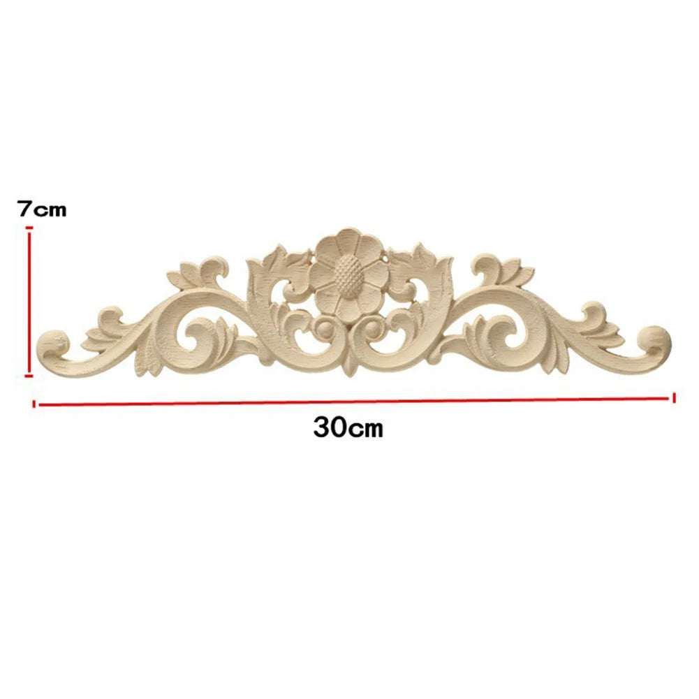 Retro Wood Applique Onlay Decal – Carved Furniture Door Decor Wood Applique Decal Babs 30x7CM