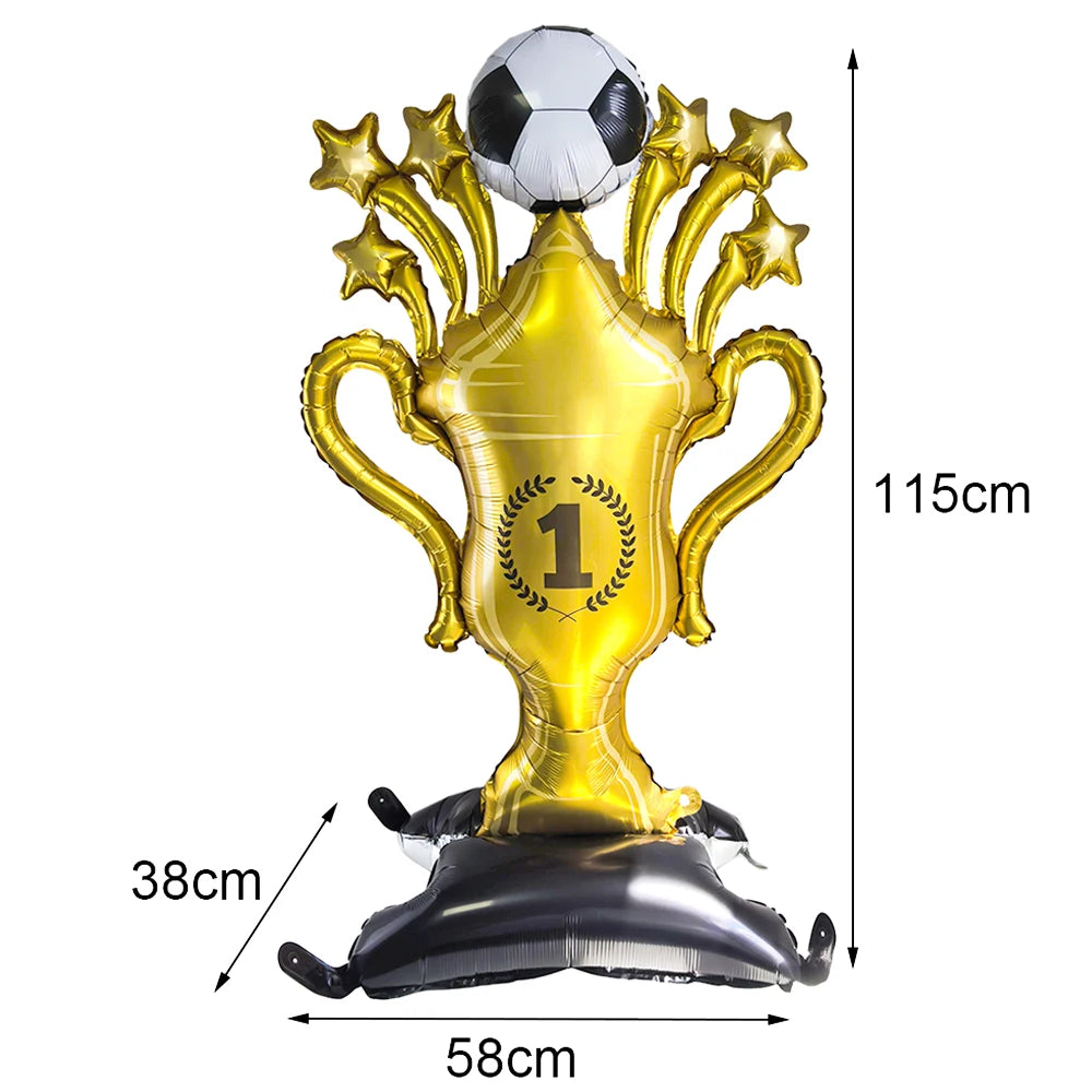 Giant 1M Self-Standing Sports Ball Foil Balloons | 1-2 Pack Party Foil Balloon Babs 1pc trophy As pictures show