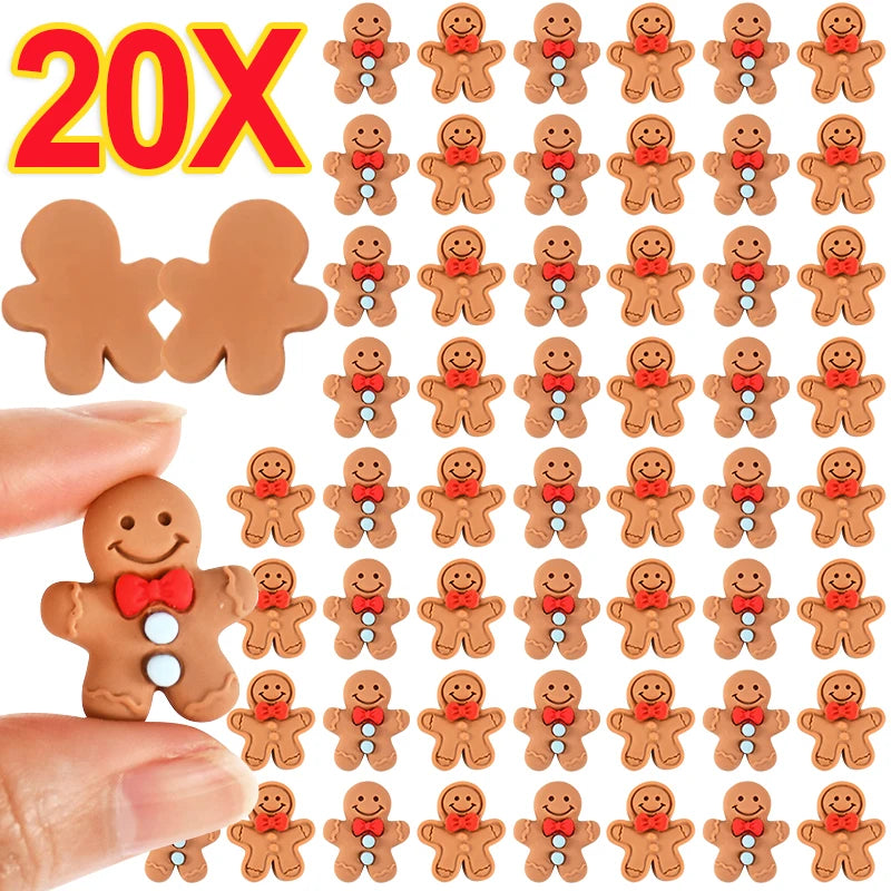 Christmas Gingerbread Man Resin Cabochons 10/20 Pcs – DIY Craft Resin Craft Cabochons Babs