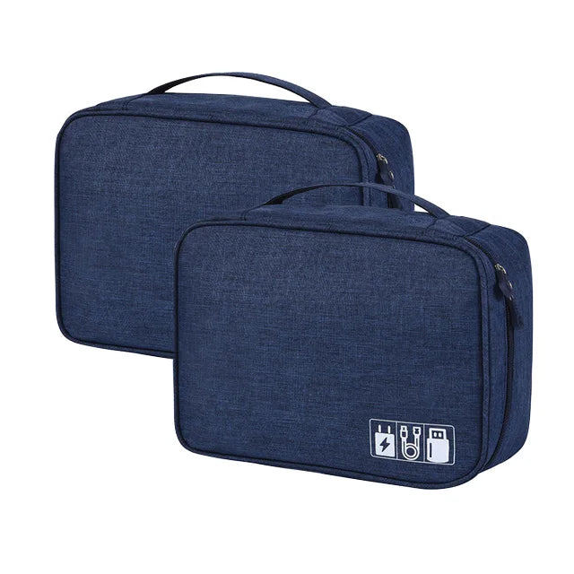 Waterproof Travel Cable Organizer Bag | USB & Electronics Cable Organizer Bag Babs 2PCS Navy Blue