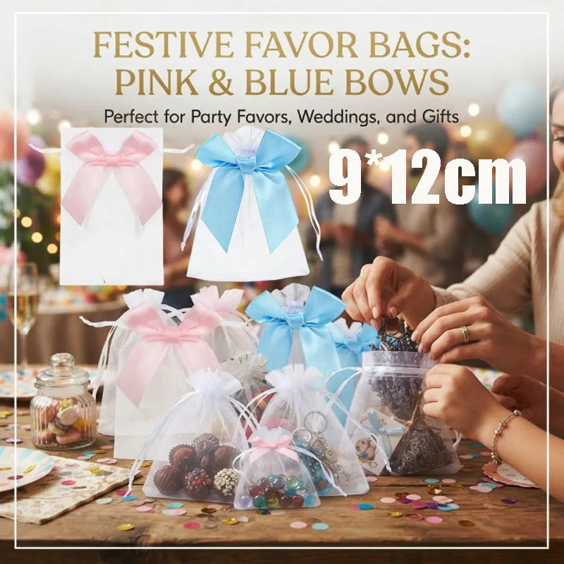Organza Drawstring Gift Bags with Bow | Mesh Pouches Organza Gift Bags Babs