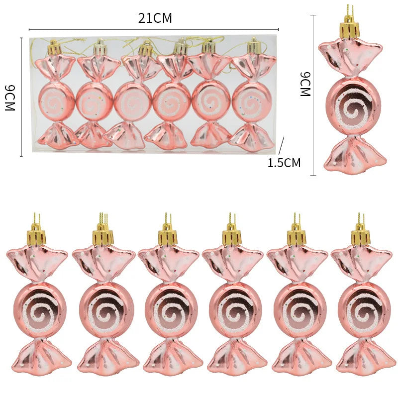 6-Piece Christmas Candy Tree Ornaments Set – Holiday Pendants Christmas Tree Ornaments Babs A