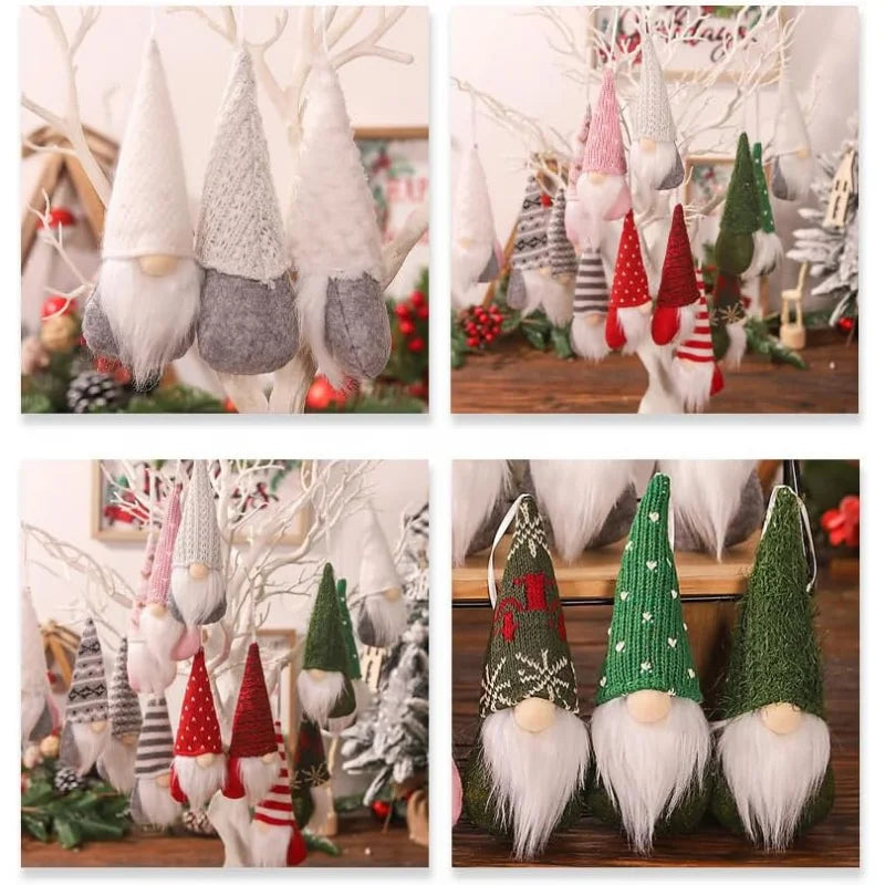3pcs Christmas Hanging Gnome Ornaments | Santa Figurine Set Christmas Ornaments Babs