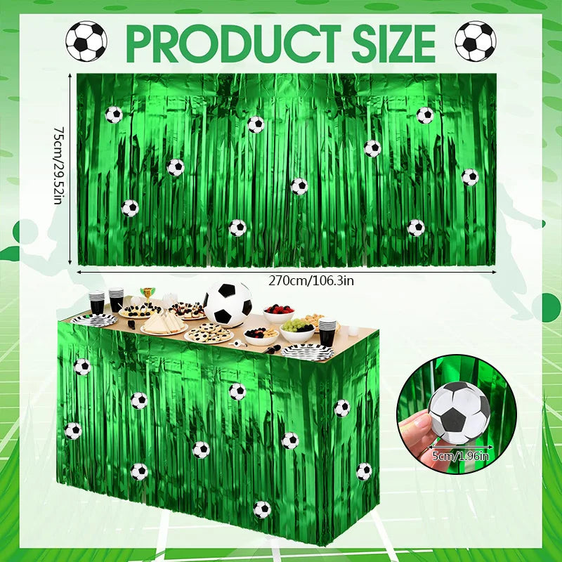 Soccer Party Tassel Table Skirt & Football Stickers Set Party Table Decoration Babs
