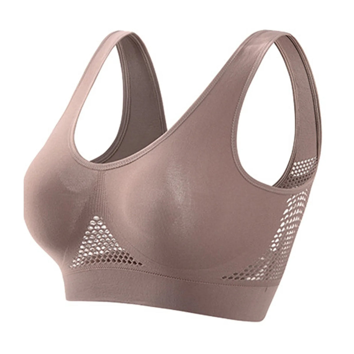 Women's High-Support Sports Bra – Yoga & Running, Plus Size Women's Sports Bra Babs Light Brown S