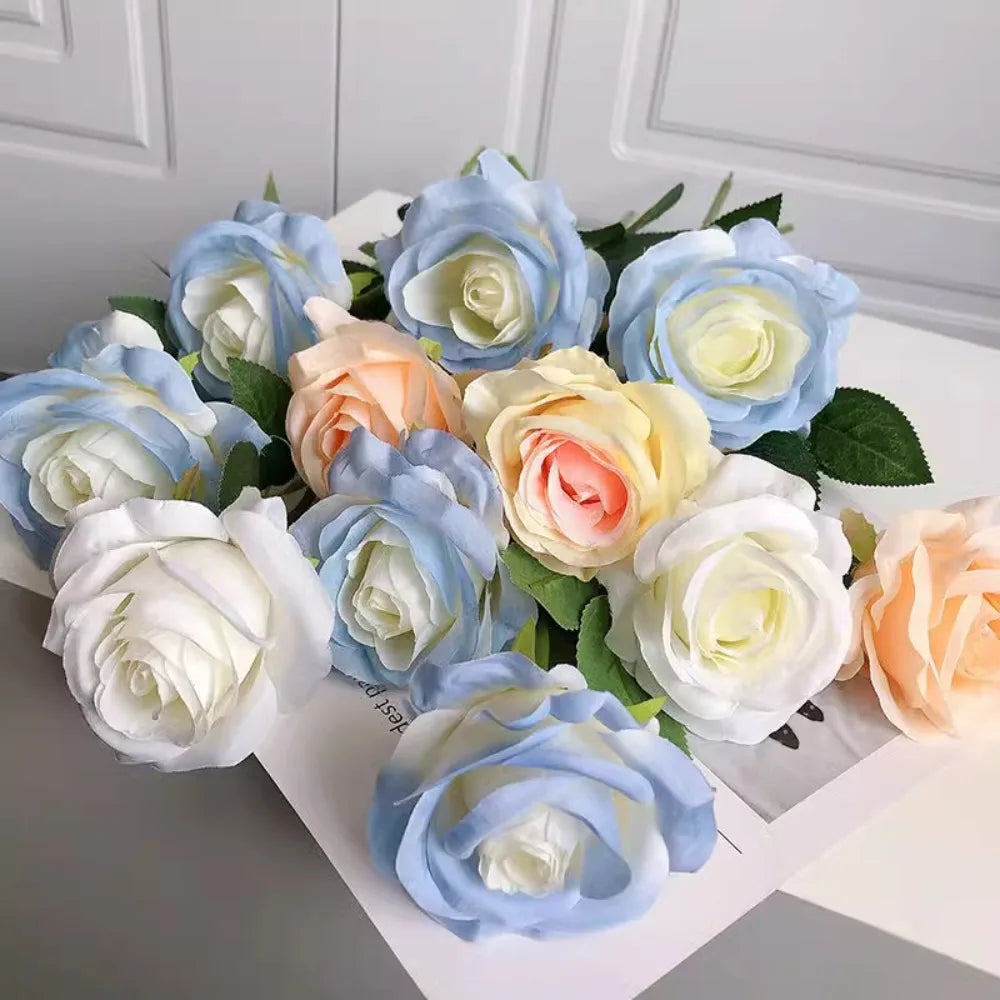 Tulip Rose Artificial Silk Flower Bouquet – 3/5 Pcs Home & Wedding Artificial Flower Bouquet Babs