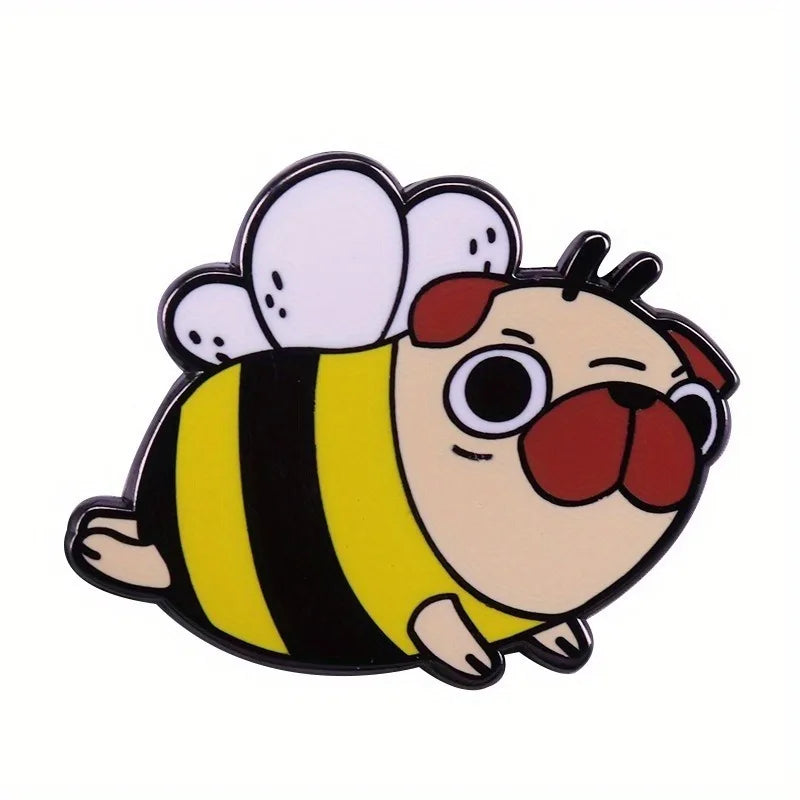 Pug Bee Mashup Brooch Pin – Fun Backpack Badge Decoration Brooch Pin Badge Babs 1pc