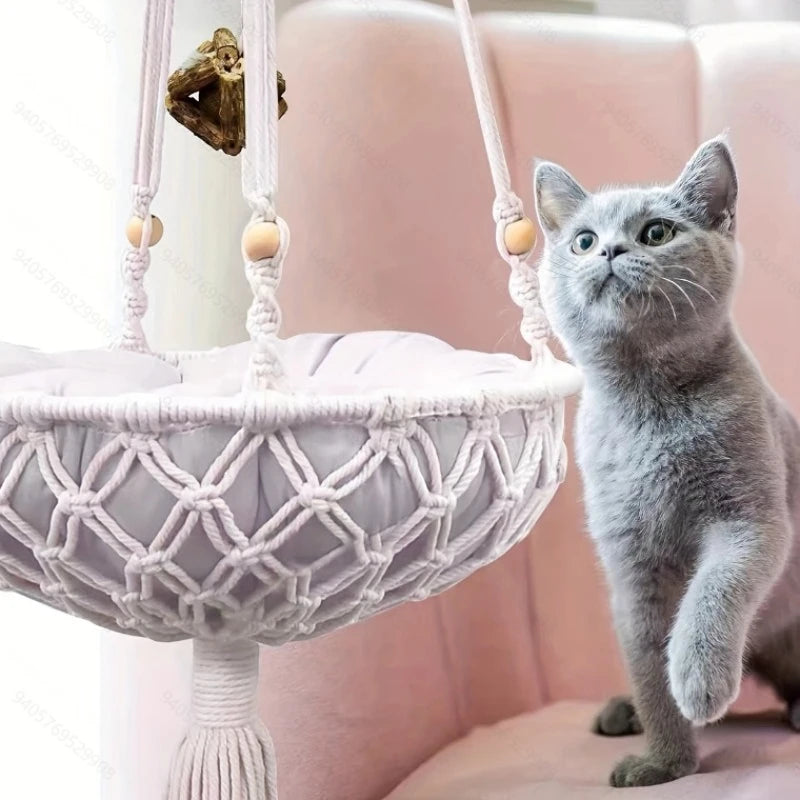 Hand-Woven Cotton Rope Cat Nest – Breathable Indoor Cat Bed Cat Bed Babs