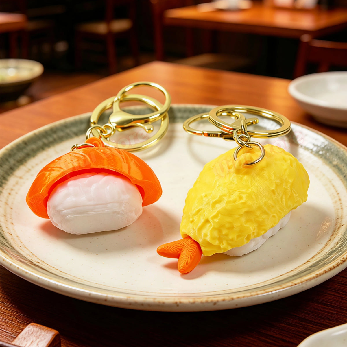 Sushi 3D Printed Clicker Keychain – Cute Fidget Bag Charm Gift Fidget Clicker Keychain Babs 2pcs 3