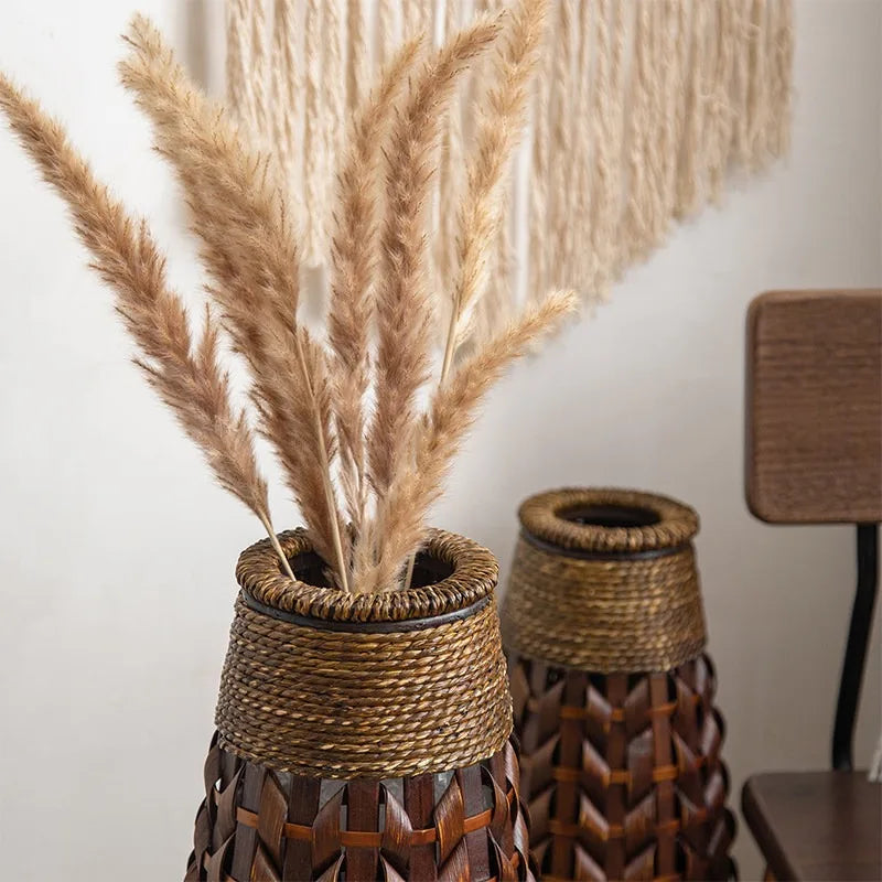 Woven Rattan Vintage Floor Vase | Luxury Home Décor Decorative Floor Vase Babs