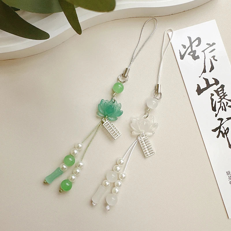 Lotus Flower Pendant Keychain & Phone Chain – Chinese Style Phone Chain Pendant Babs
