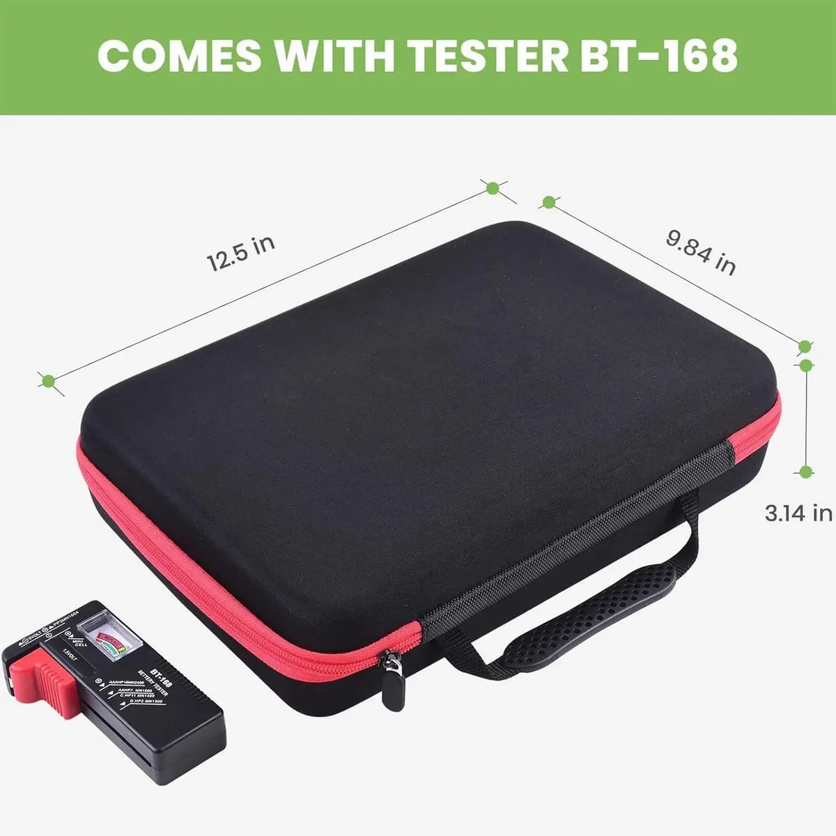 Battery Organizer Bag with BT-168 Tester – Holds 225 Batteries Battery Storage Organizer Babs