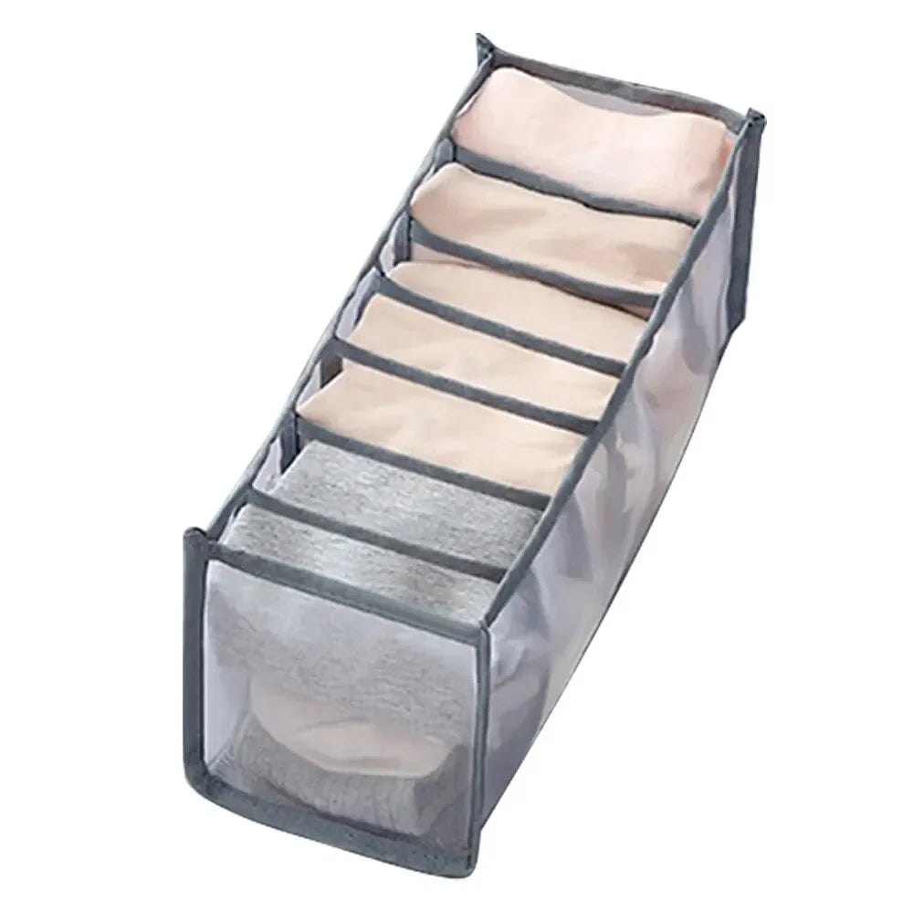 3-Pack Drawer Underwear & Sock Grid Organizer Storage Boxes Drawer Closet Organizer Babs Gray 7grids 3PCS