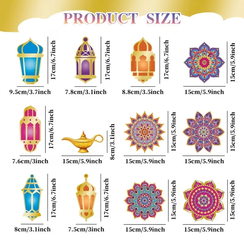 12pcs Eid Mubarak Hanging Swirls Ramadan Paper Garland Decoration Party Hanging Decoration Babs