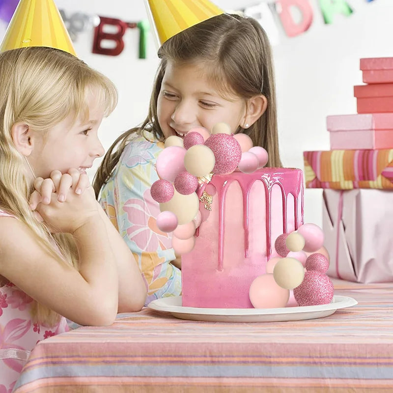48Pcs Pink Foam Ball Cake Toppers – Party & Wedding Décor Cake Topper Set Babs