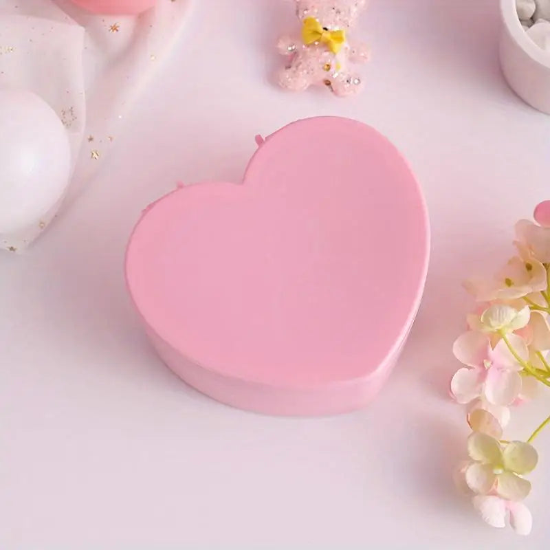 Pink Heart Jewelry & Makeup Storage Box – Double-Layer Mirror Jewelry Storage Box Babs pink