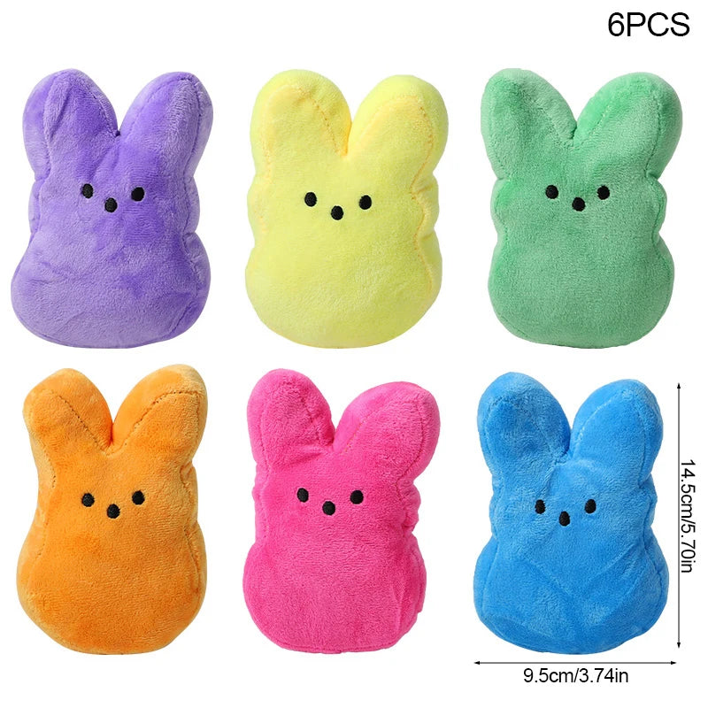 6-Pack Easter Bunny Plush Dolls – Basket Fillers & Party Favors Plush Bunny Dolls Babs